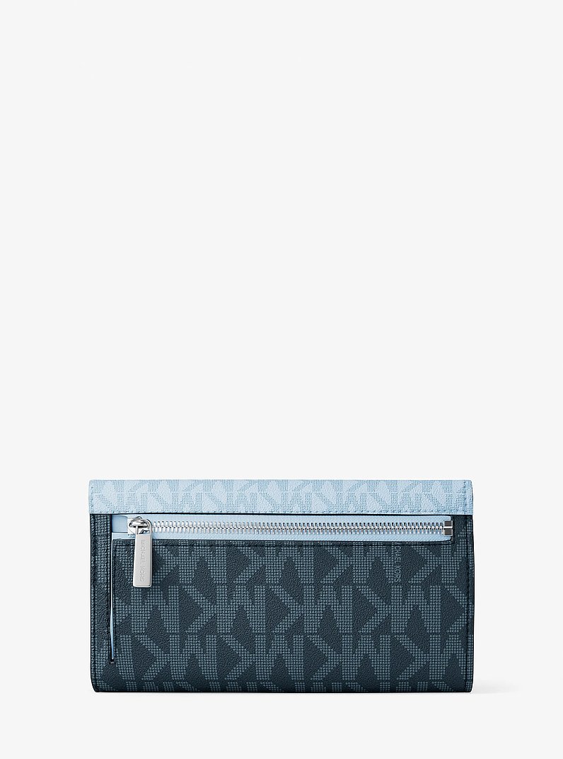 Jet Set Travel Signature Logo Tri-Fold Wallet in PL OCN MLTI | Michael Kors