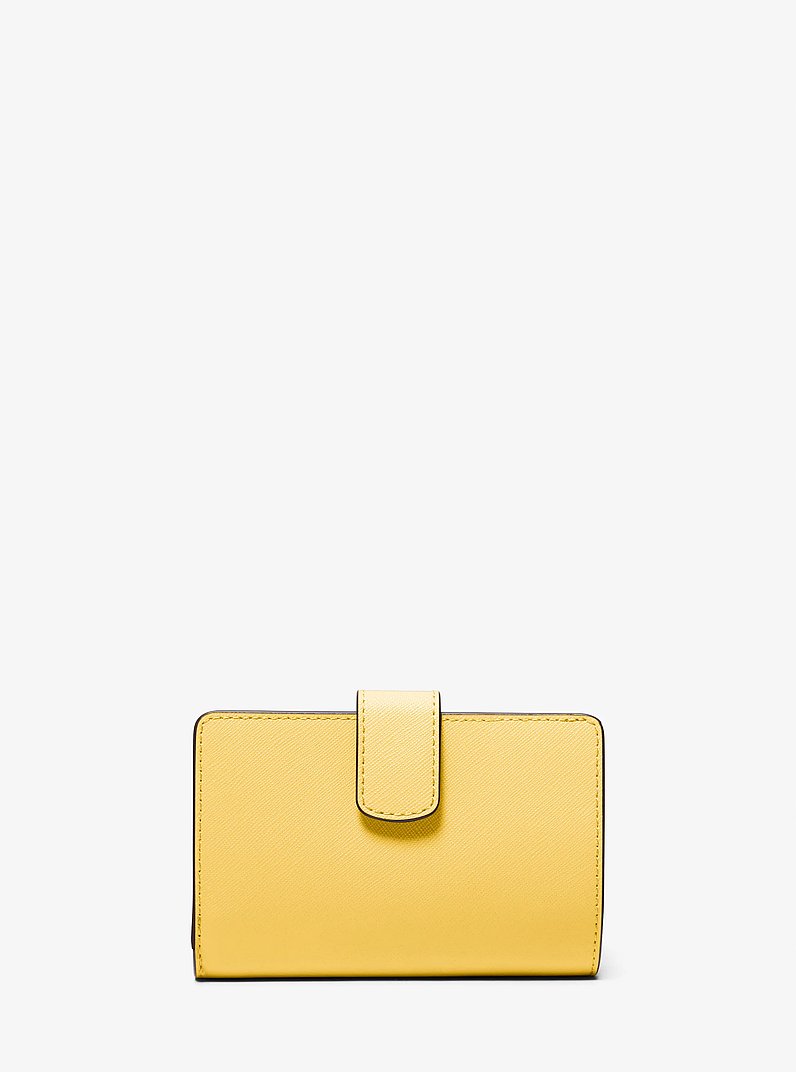 Portefeuille de taille moyenne en cuir &agrave; grain crois&eacute; in JAUNE MARGUERITE | Michael Kors