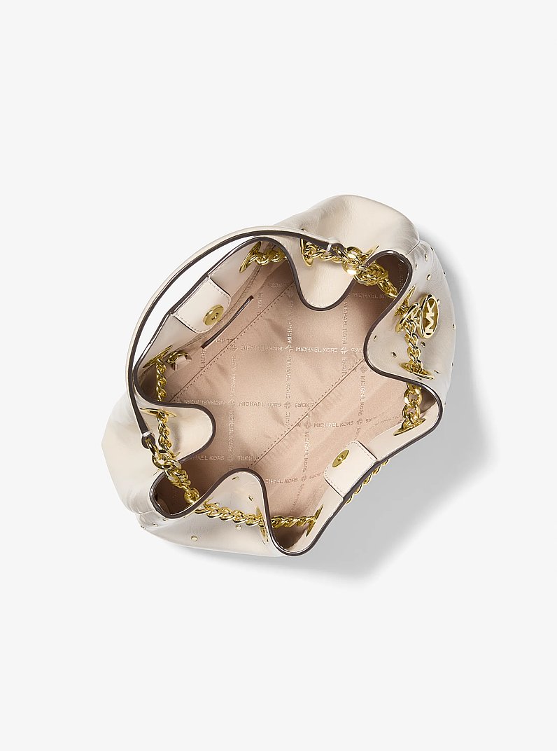 Mina Small Embellished Convertible Pochette in LT CREAM | Michael Kors