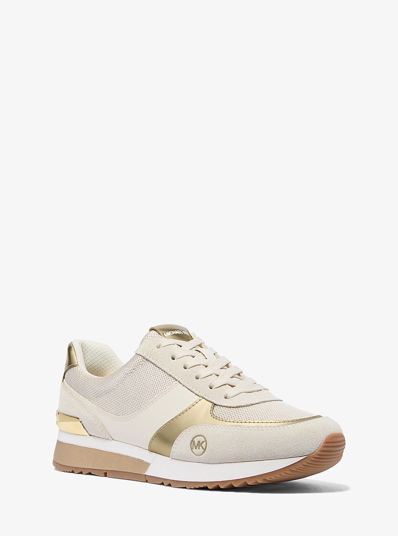 Andi Metallic Mesh and Leather Trainer in PALE GOLD | Michael Kors
