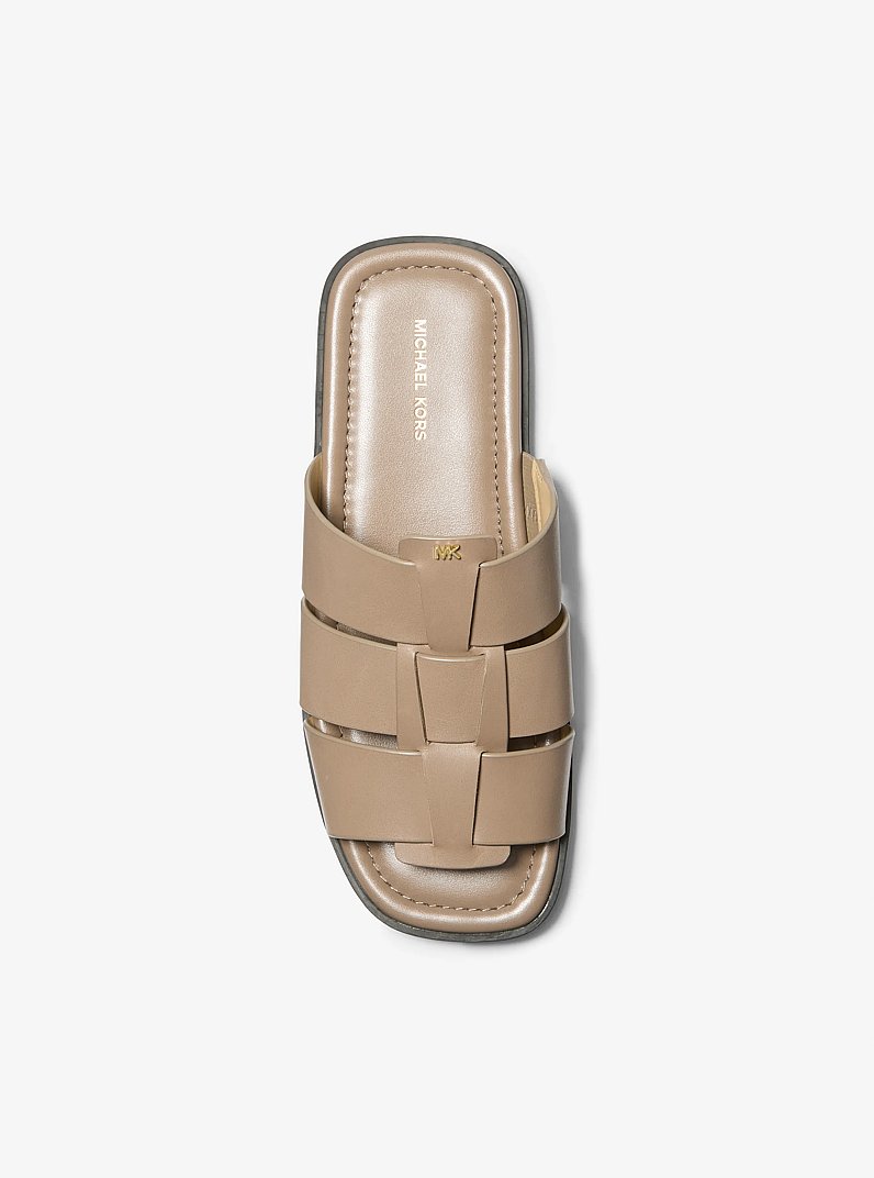 Indy Leather Slide Sandal in BIRCH | Michael Kors