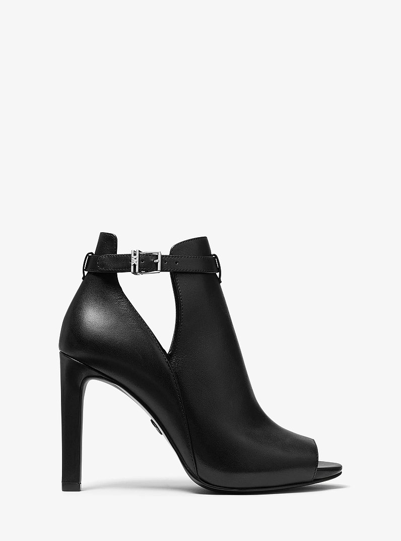 Lawson Leather Open-Toe Ankle Boot in BLACK | Michael Kors