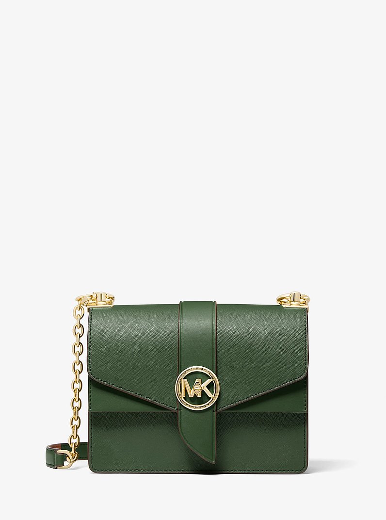 Petit sac &agrave; bandouli&egrave;re Greenwich en cuir saffiano in VERT AMAZONE | Michael Kors