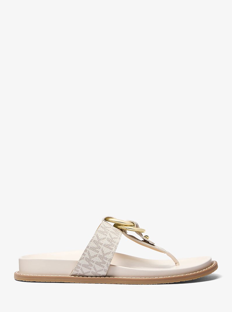 Jaden Signature Logo Thong Sandal in VAN/CREAM | Michael Kors