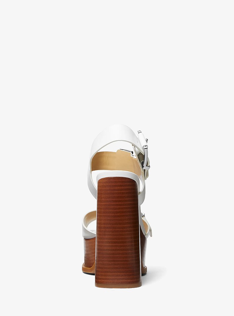 Colby Leather Platform Sandal in OPTIC WHITE | Michael Kors