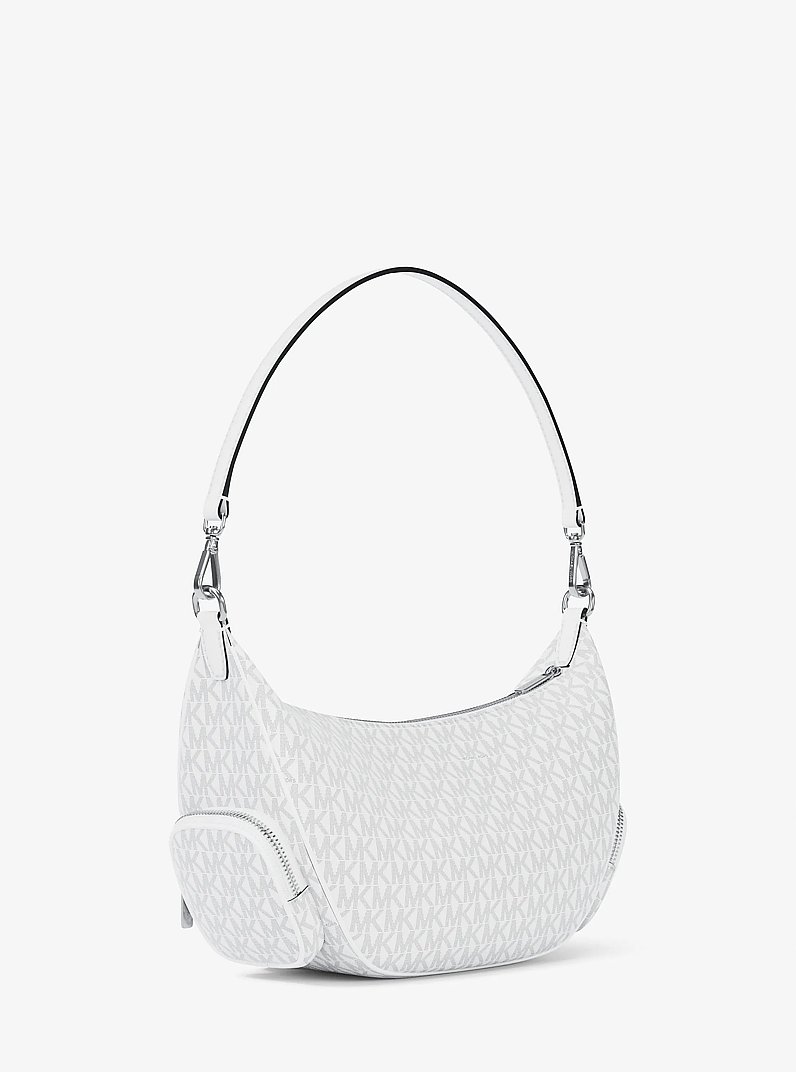 Merritt Medium Signature Logo Convertible Shoulder Bag in OPTIC WHITE | Michael Kors