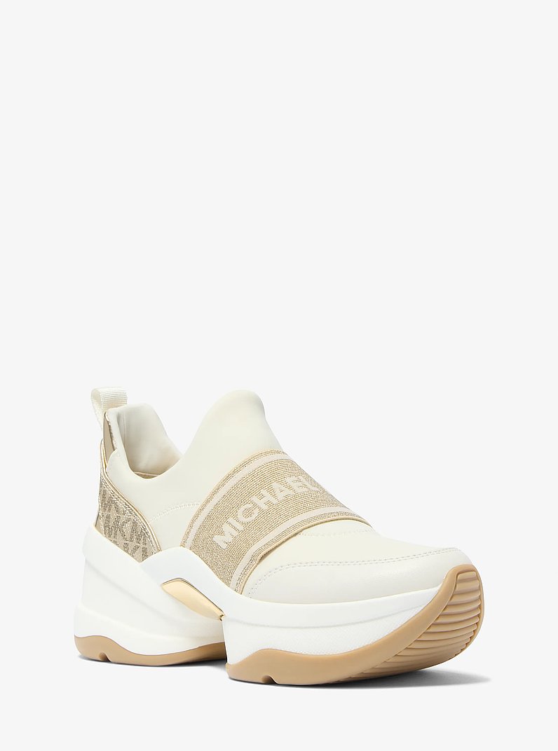 Sneaker Olympia in tessuto scuba metallizzato in ORO PALLIDO | Michael Kors