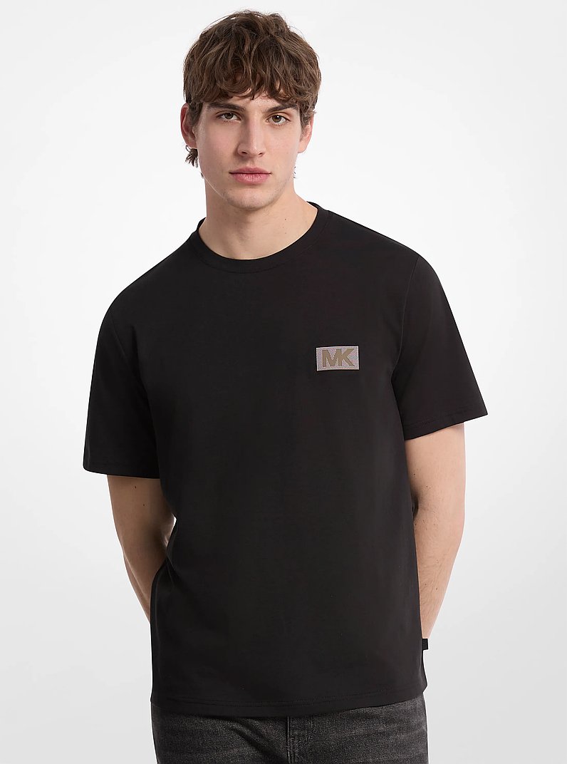 Graphic Logo Cotton T-Shirt in BLACK | Michael Kors