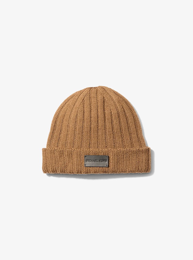 Ribbed Wool Beanie Hat in CARAMEL | Michael Kors
