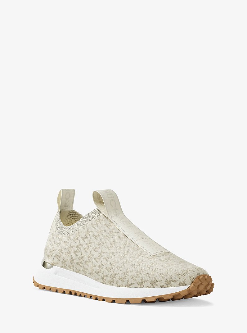 Bodie Metallic Logo Knit Slip-On Sneaker in CREAM | Michael Kors