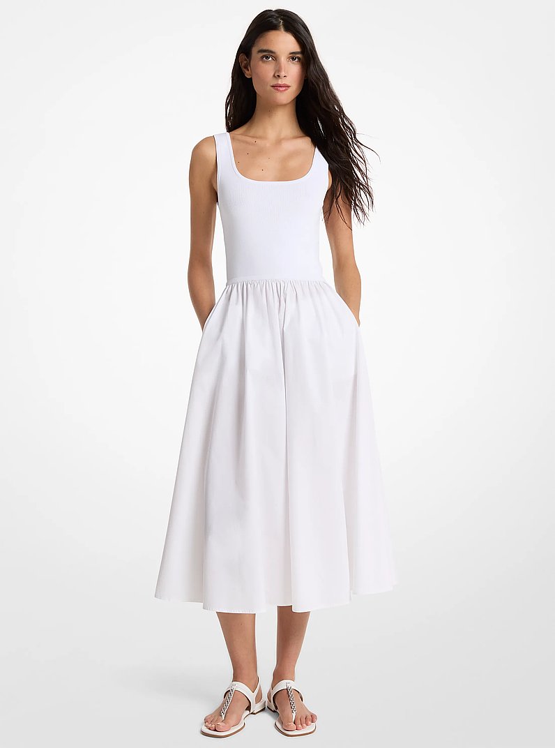 Viscose Blend Midi Dress in WHITE | Michael Kors