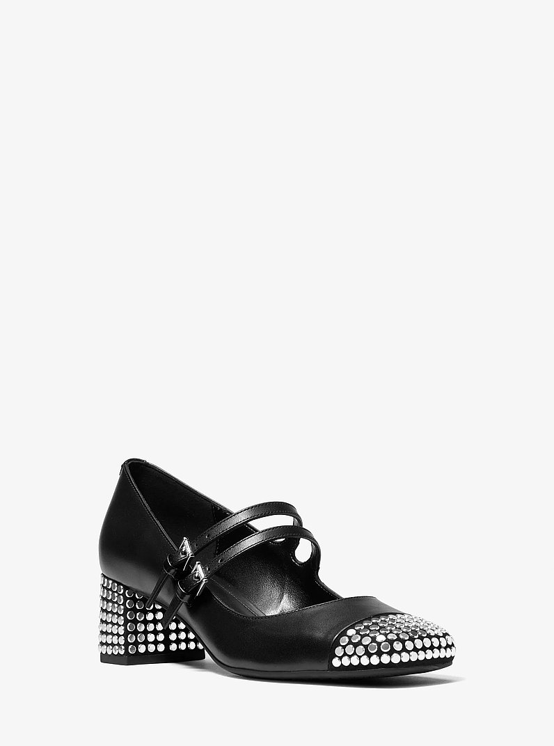 Matilda Studded Leather Mary Jane Pump in BLACK | Michael Kors