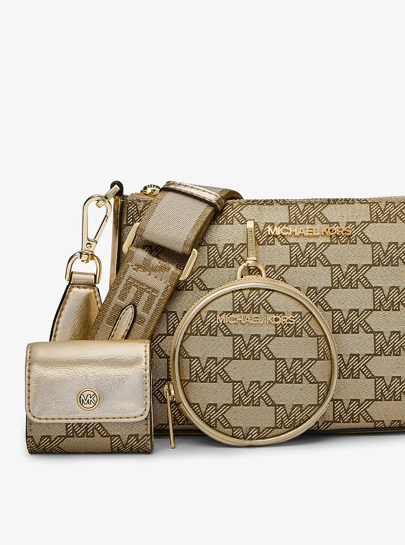 Jet Set Metallic Logo Jacquard Crossbody Bag with Case for Apple Airpods Pro&reg;