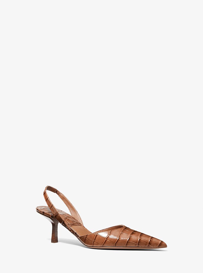 Holly Crocodile Embossed Leather Pump in CHESTNUT | Michael Kors