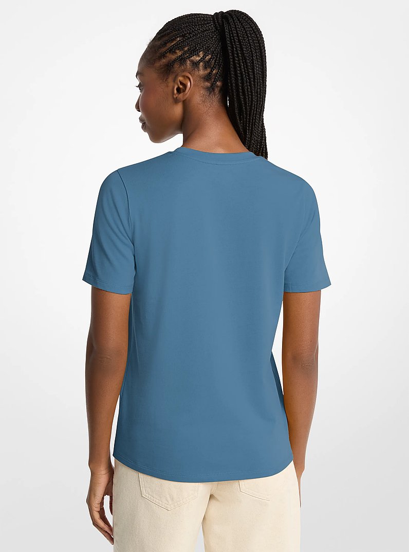 T-shirt en coton &agrave; paillettes et &agrave; logo in CHAMBRAI FONC&Eacute; | Michael Kors