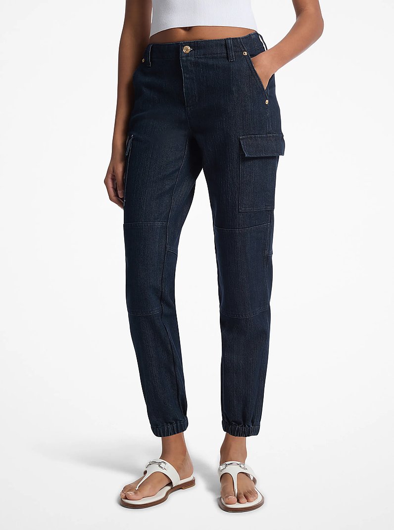 Pantal&oacute;n cargo de jean el&aacute;stico con efecto lavado in TE&Ntilde;IDO | Michael Kors