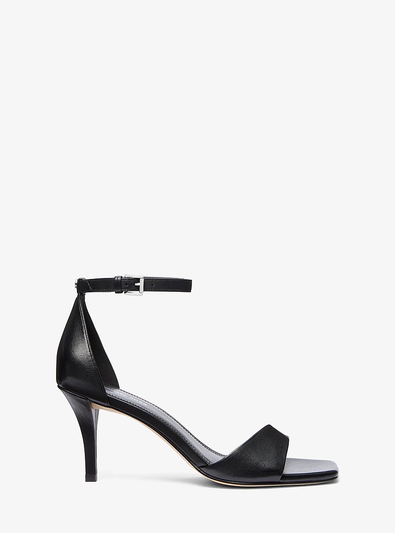 Jaida Leather Sandal in BLACK | Michael Kors