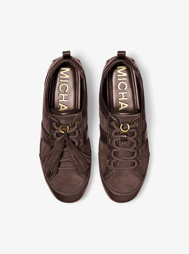 Keely Tassel Suede Trainer  in CHOCOLATE | Michael Kors