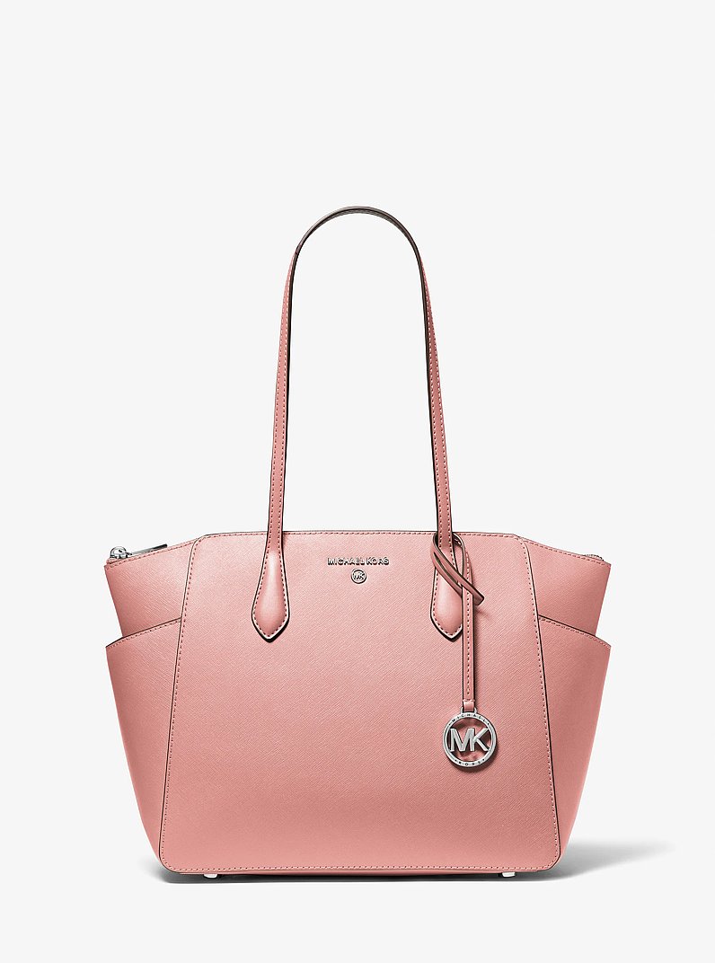 Marilyn Medium Saffiano Leather Tote Bag in PINK | Michael Kors