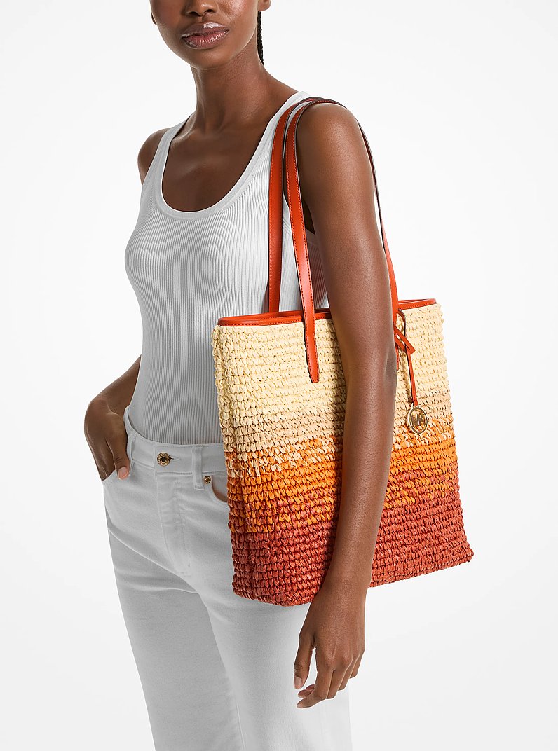 The Michael Ombr&eacute; Straw Tote Bag in RED CLAY | Michael Kors
