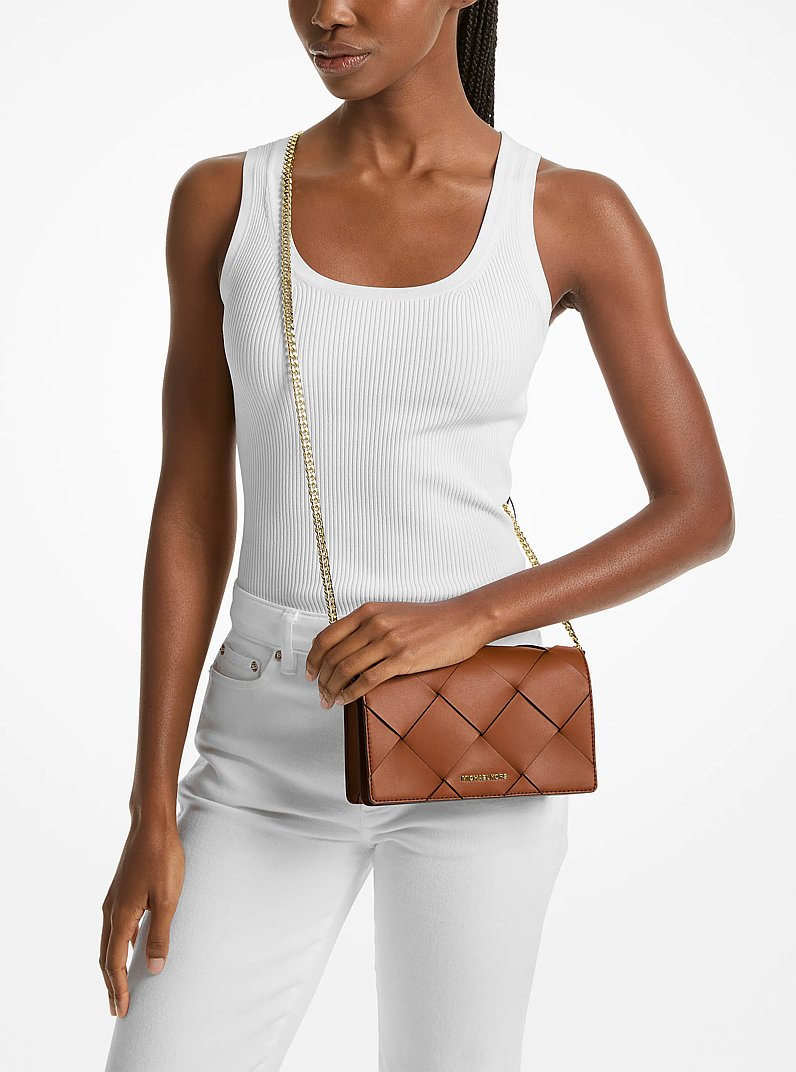 Sac &agrave; bandouli&egrave;re Jet Set de taille moyenne en cuir tress&eacute; in VALISE | Michael Kors