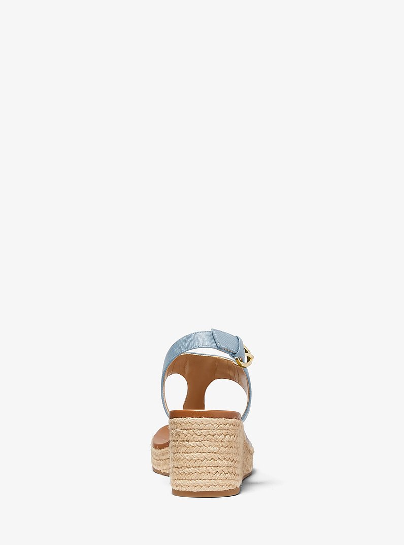 Laney Saffiano Leather Espadrille Wedge Sandal in PALE BLUE | Michael Kors