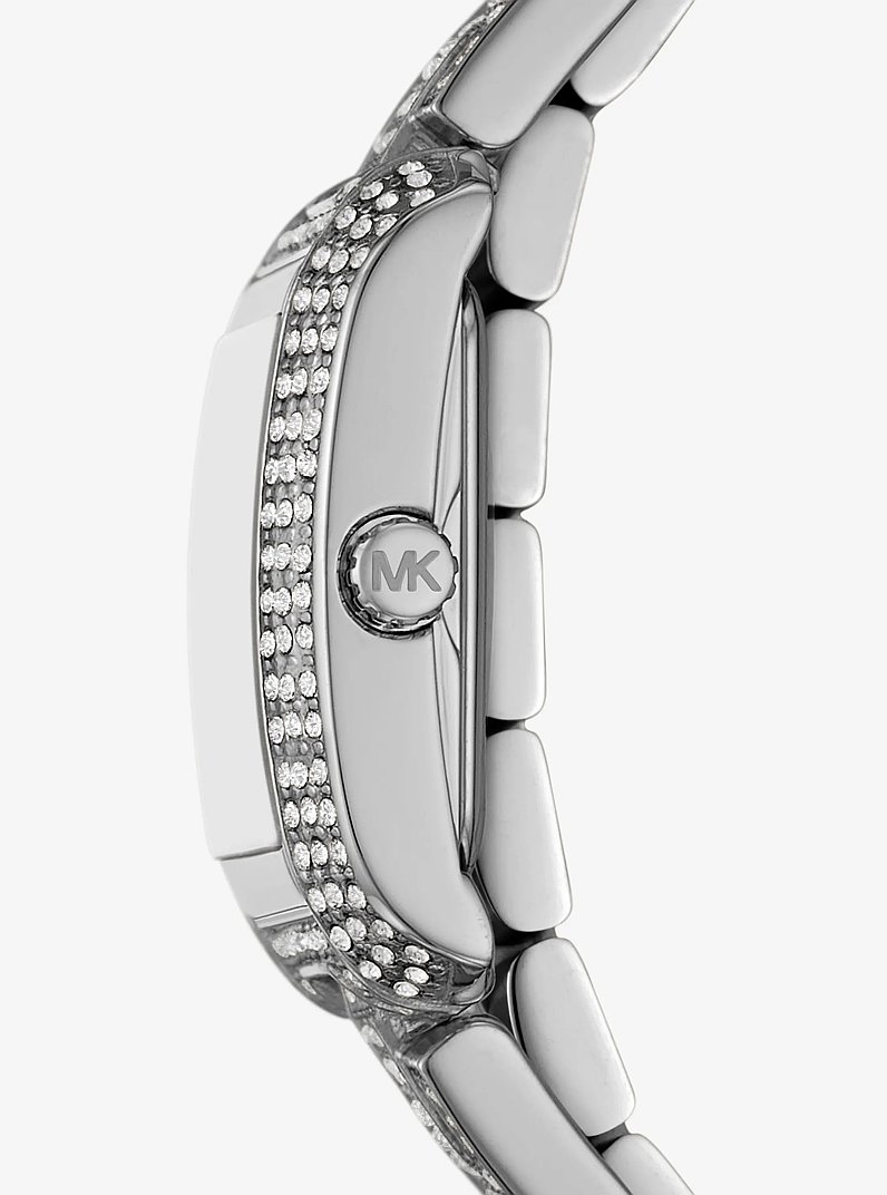 Petite Emery Pav&eacute; Silver-Tone Double Wrap Watch in SILVER | Michael Kors