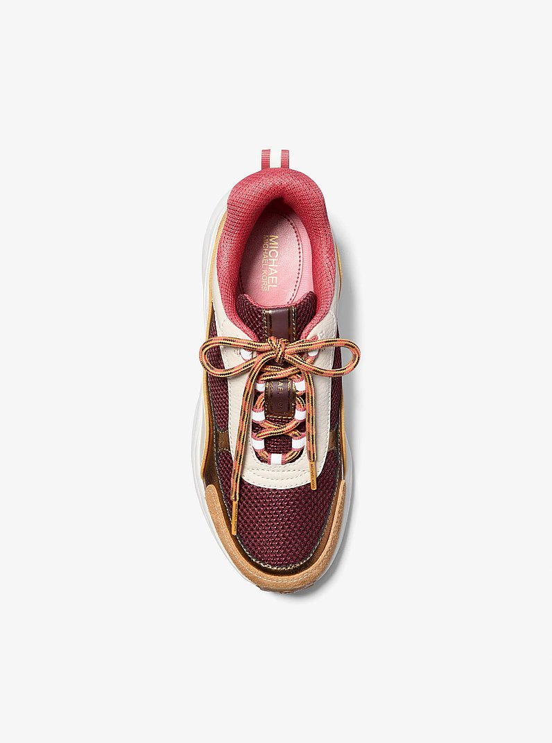 Katrina Mixed-Media Trainer in OXBLOOD MLTI | Michael Kors