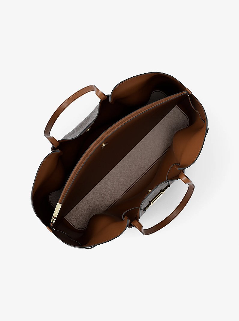 Carson Large Signature Logo Tote Bag in BROWN | Michael Kors