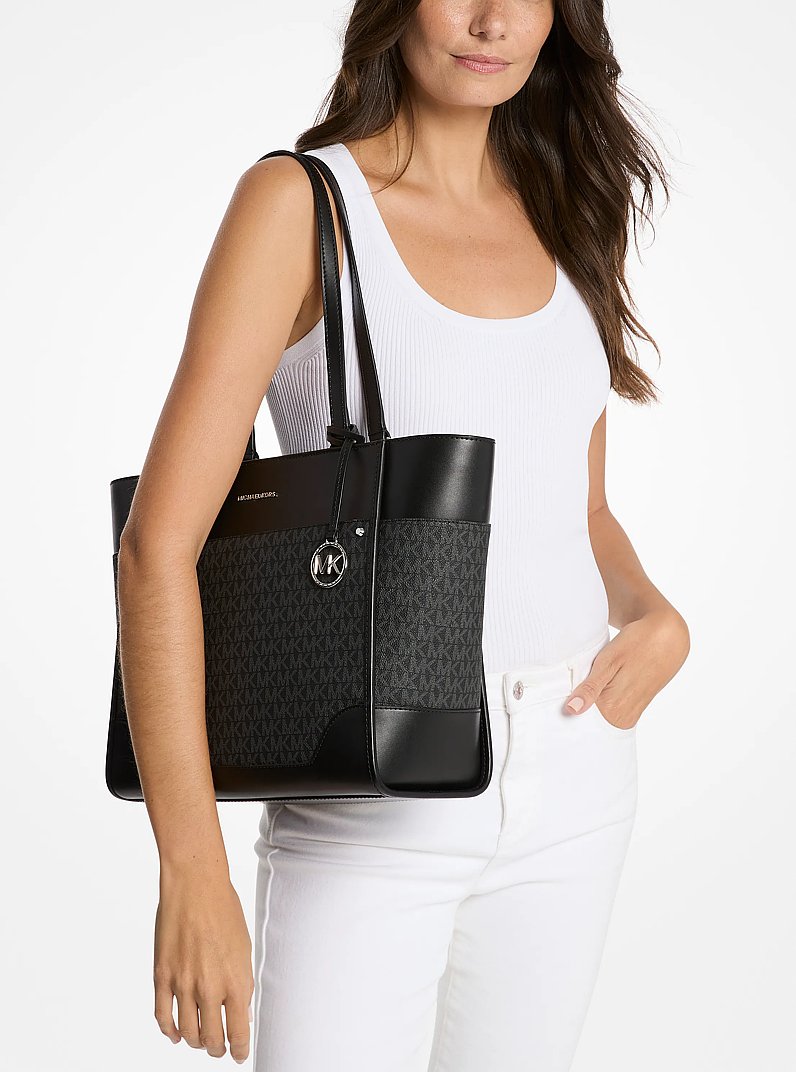 Harrison Large Logo Tote Bag in BLACK | Michael Kors