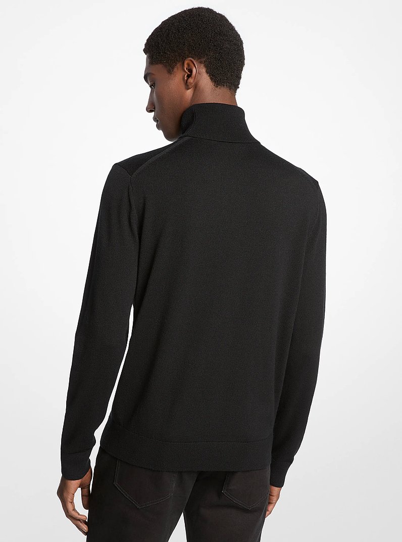 Wool Turtleneck Sweater in BLACK | Michael Kors