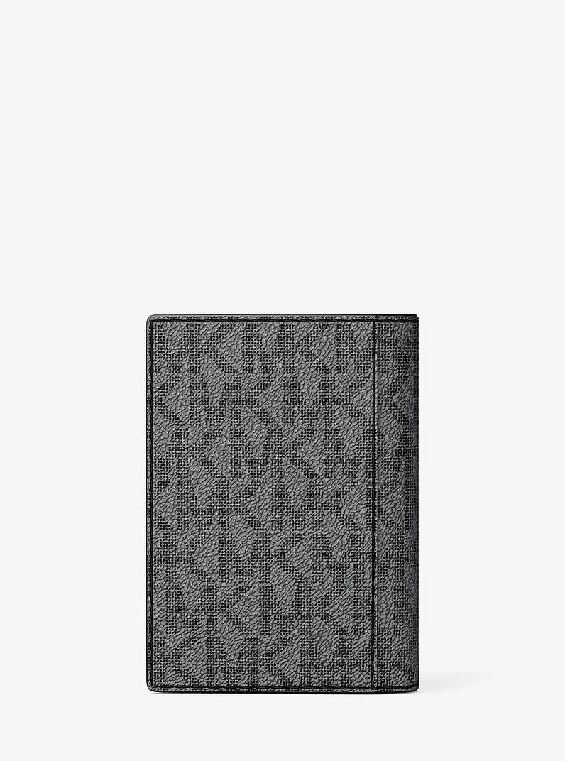 Hudson Signature Logo Folio Card Case in STORM | Michael Kors