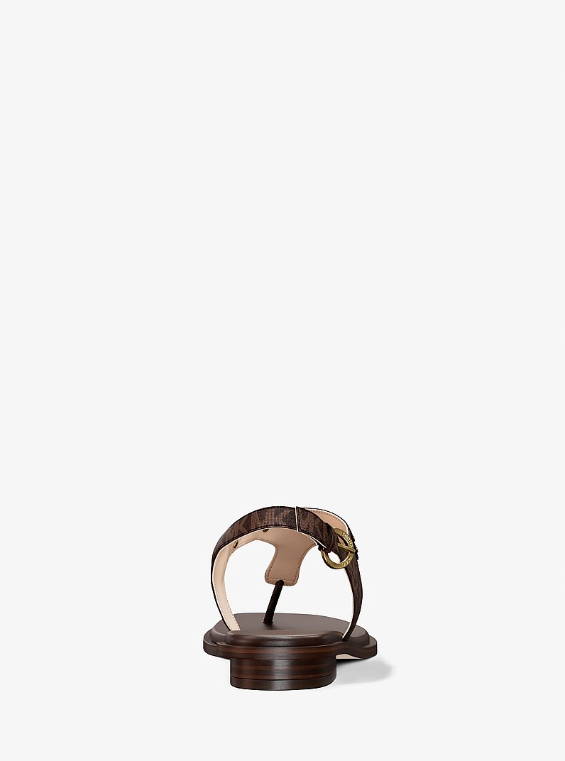 Signature Logo Plate Sandal in BROWN | Michael Kors