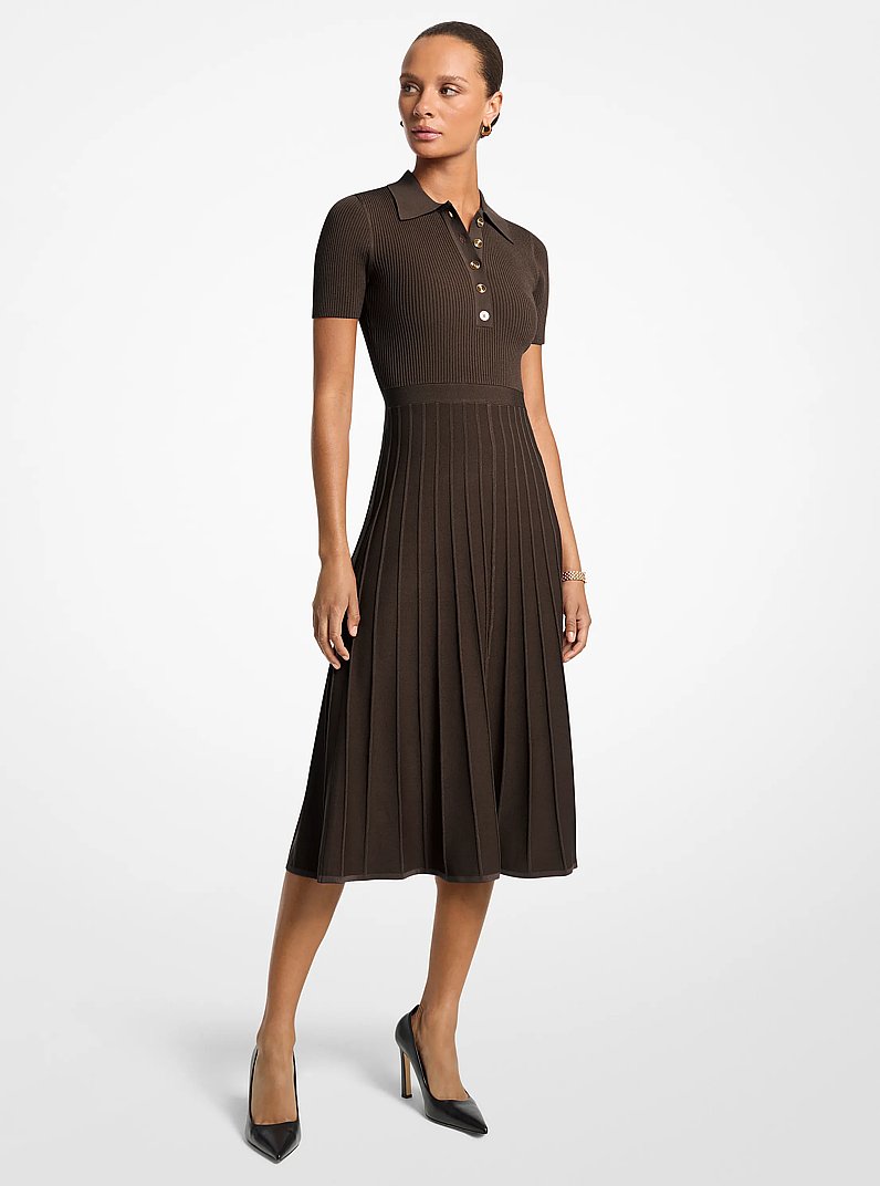 Mini-robe polo en tricot extensible c&ocirc;tel&eacute;