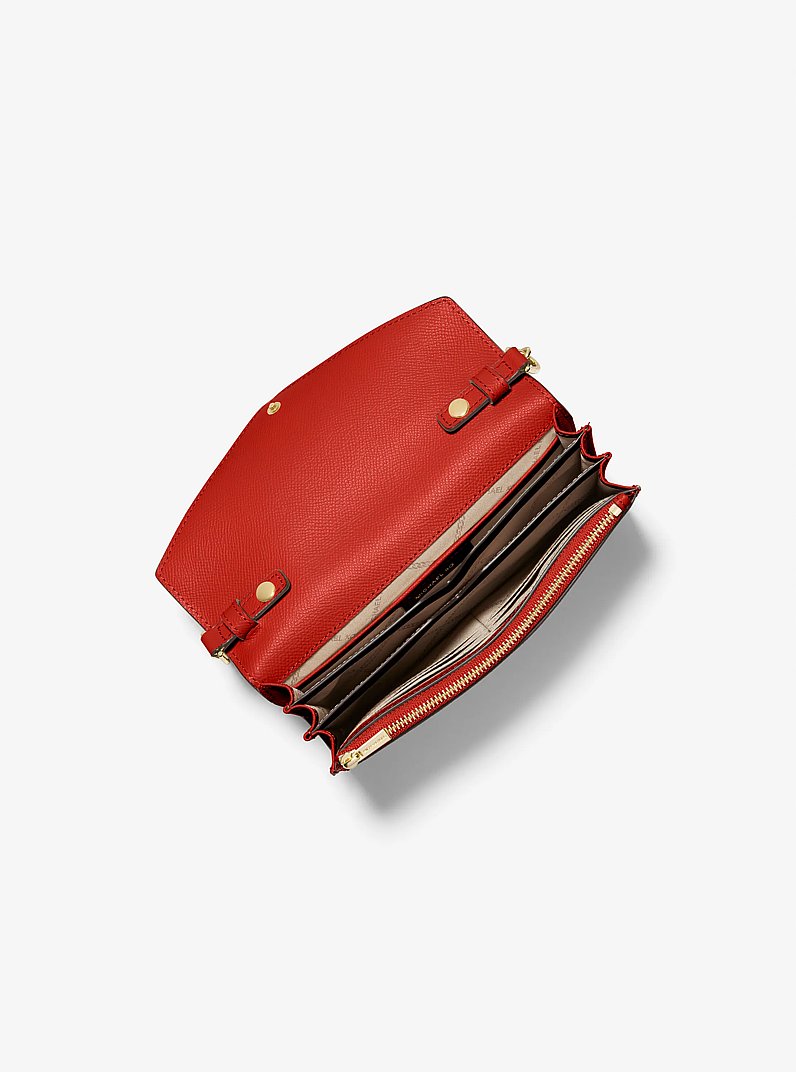 Large Crossgrain Leather Smartphone Convertible Crossbody Bag in BR TERRACTTA | Michael Kors