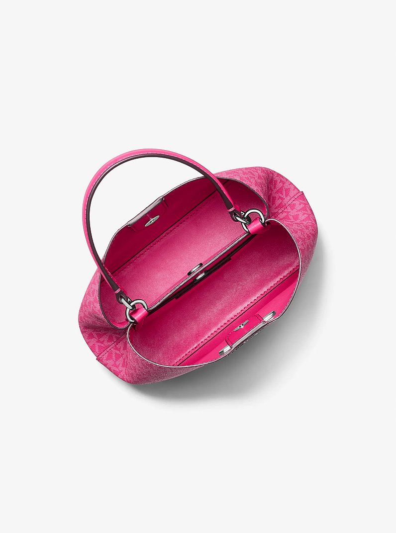 Pratt Small Signature Logo Convertible Shoulder Bag in DRAGONFRUIT | Michael Kors