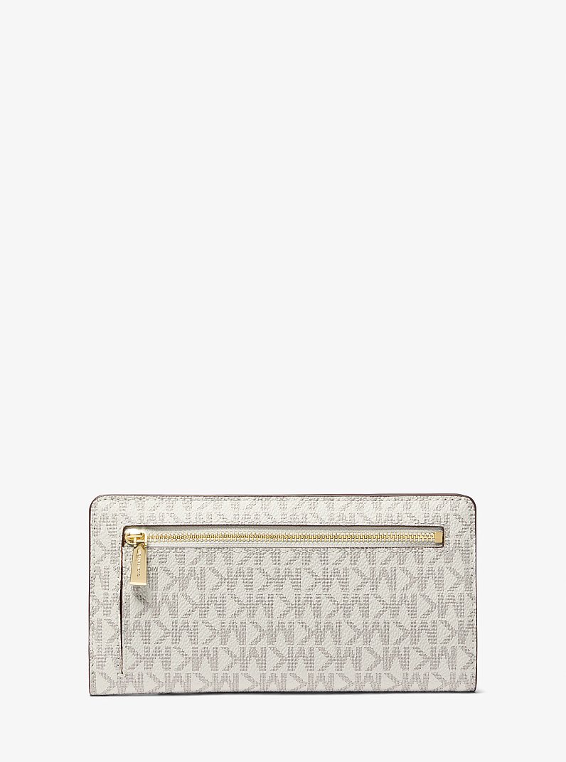 Brieftasche Bryant Large mit Signature-Logomuster und Druckknopfverschluss in VANILLE/EICHELBRAUN | Michael Kors