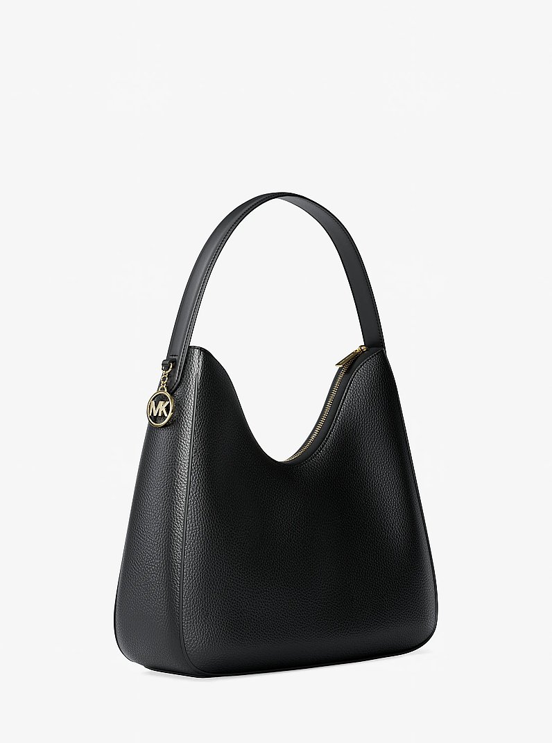 Nayla Medium Pebbled Leather Shoulder Bag in BLACK | Michael Kors