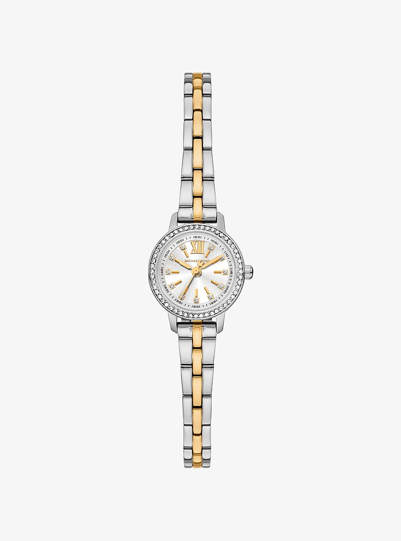 Micro Melissa Pav&eacute; Two-Tone Watch in TWO TONE | Michael Kors