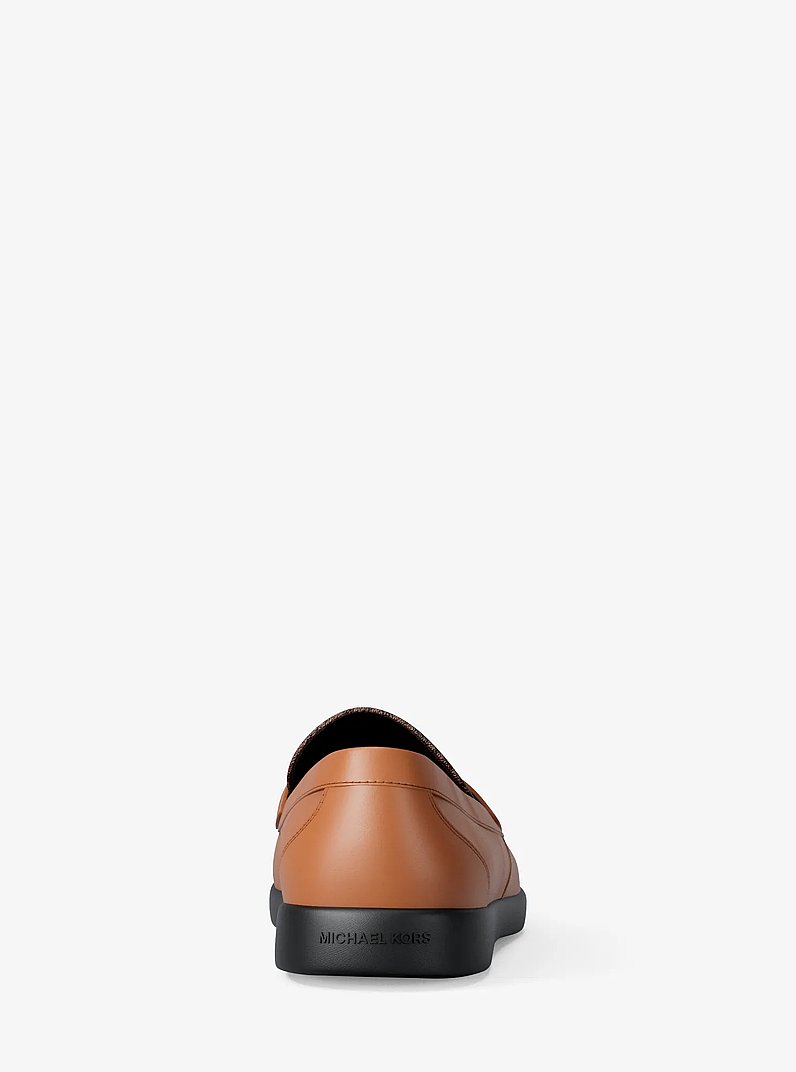 Wesley Leather and Signature Logo Loafer in BROWN/LUGGAGE | Michael Kors