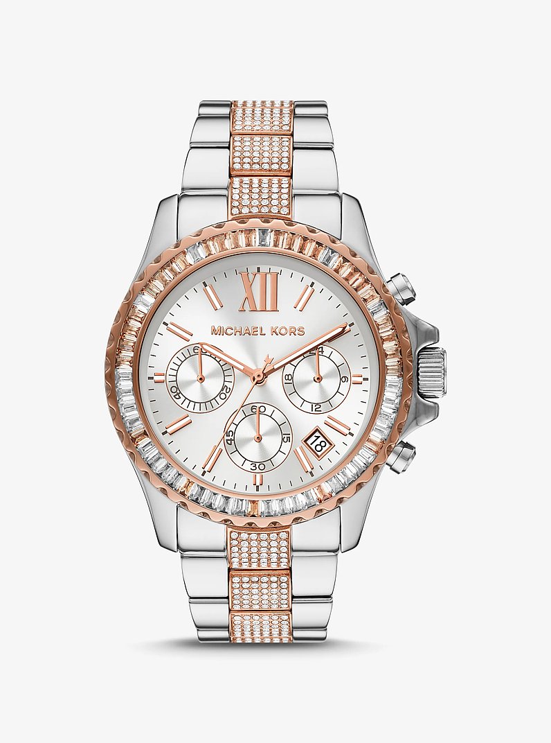 Reloj Everest oversize en dos tonos con pav&eacute; in BITONO | Michael Kors