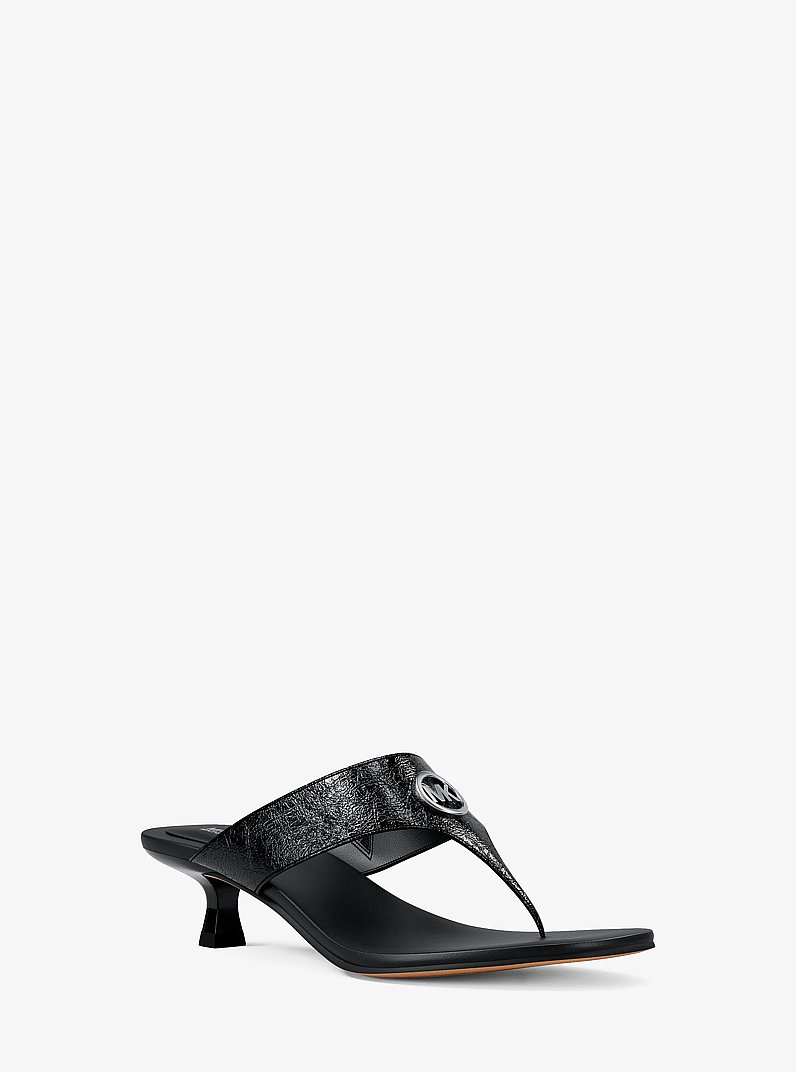 Anneka Patent Thong Sandal in BLACK | Michael Kors