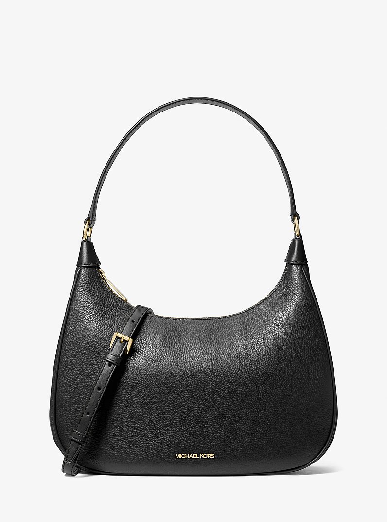 Cora Large Pebbled Leather Shoulder Bag in BLACK | Michael Kors