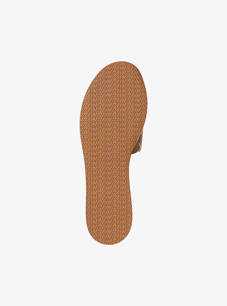 Sandale &agrave; enfiler &agrave; plateforme Sadler en jacquard &agrave; logo in CHAMEAU LAV&Eacute; | Michael Kors