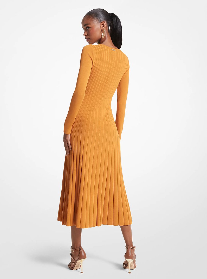 Ribbed Stretch Knit Ring Midi Dress in MARIGOLD | Michael Kors