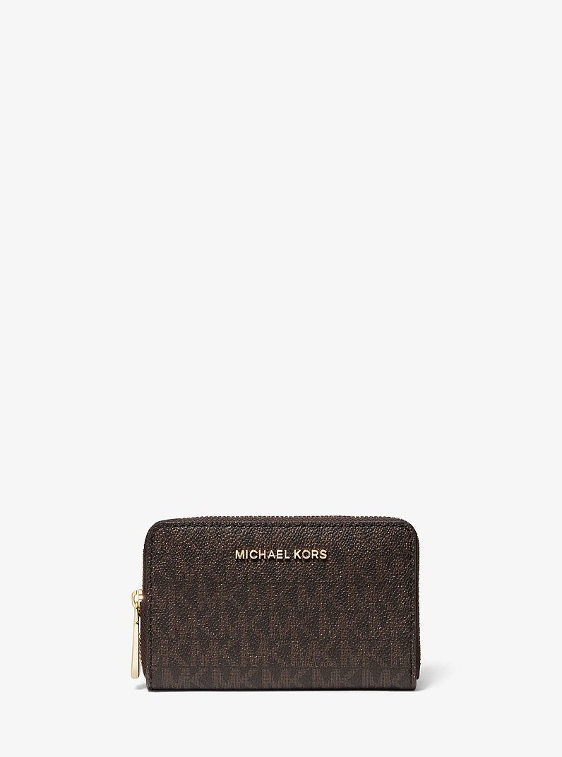 Small Logo and Leather Wallet in BRN/ACORN | Michael Kors