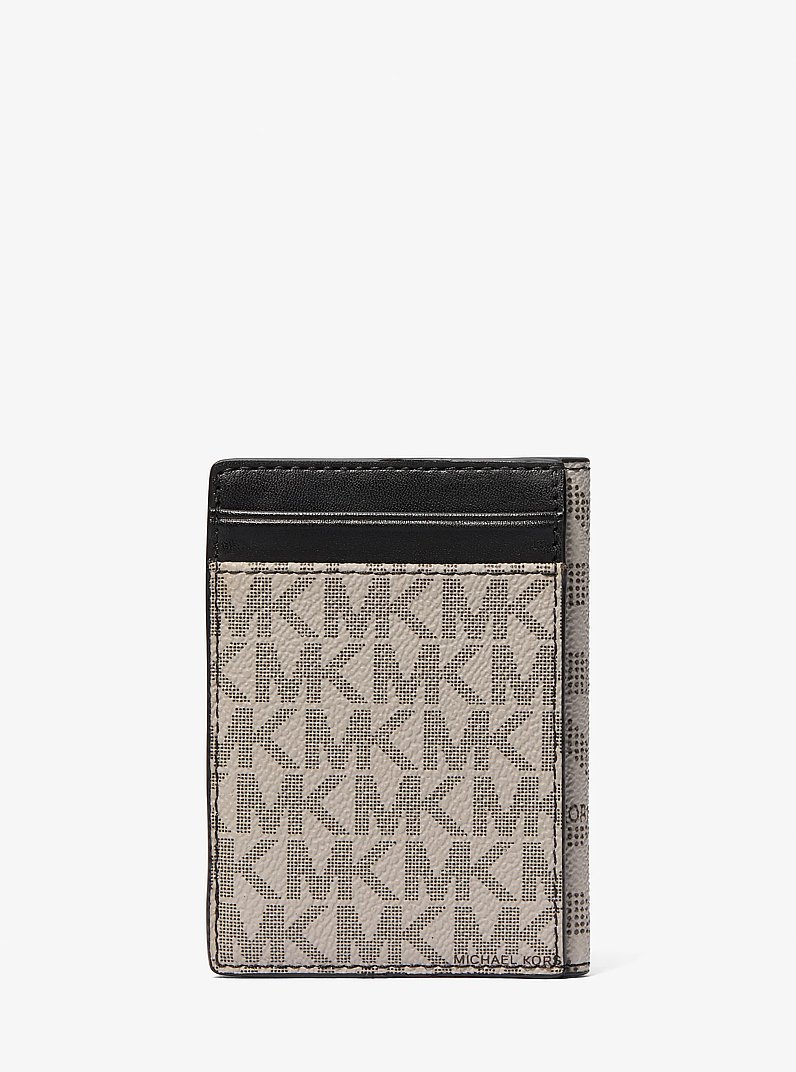 Cooper Large Signature Logo Folio Bi-Fold Wallet in PG/BLK MUL | Michael Kors