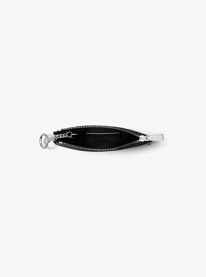 Jet Set Small Crocodile Embossed Leather Card Case in BLACK | Michael Kors
