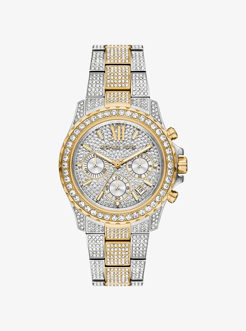 Oversized Everest Pav&eacute; Two-Tone Watch in TWO TONE | Michael Kors