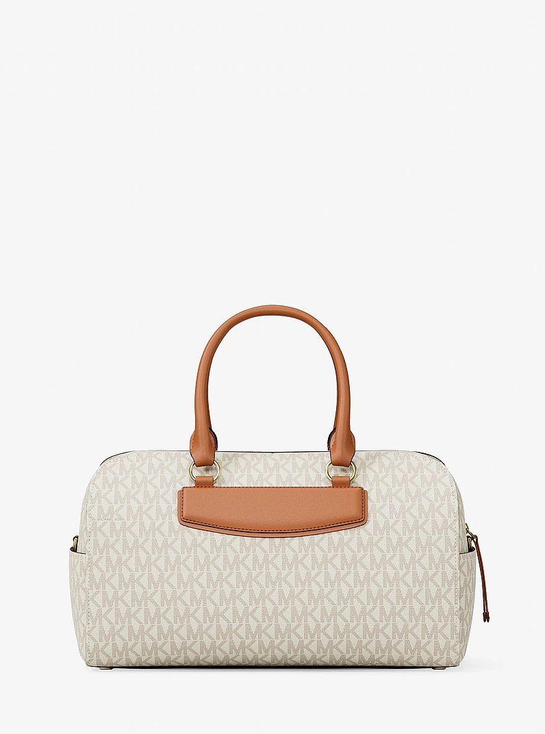 Bowling-Umh&auml;ngetasche Jet Set Travel Medium mit Signature-Logomuster in VANILLE/EICHELBRAUN | Michael Kors